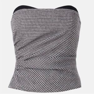 Reformation Black and White Houndstooth Top